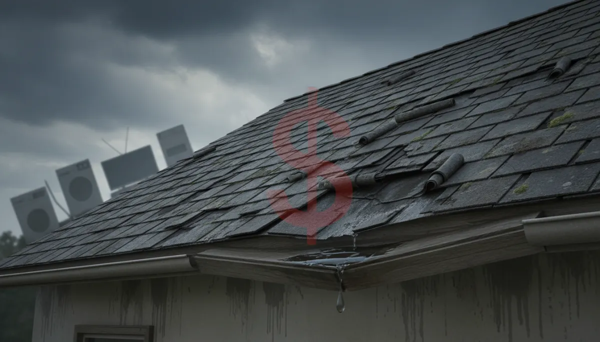 Contractor explaining water damage in an attic to a homeowner