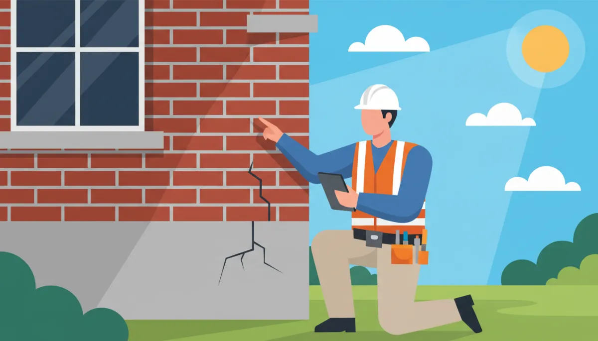 Construction inspector examining Texas home exterior in bright summer sun