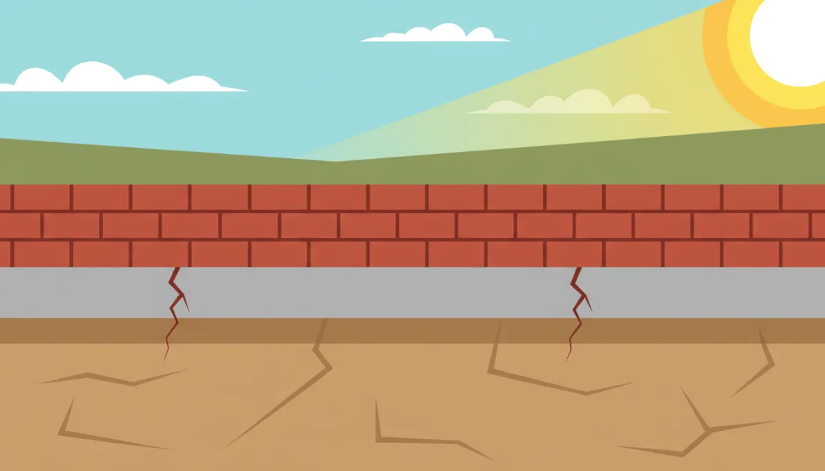 Texas home foundation with soil separation and small cracks from heat