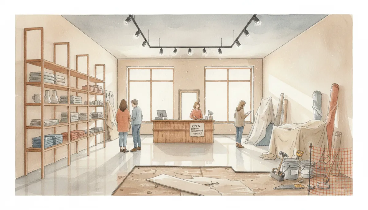 Small Texas business interior undergoing a professional remodel to improve layout and branding