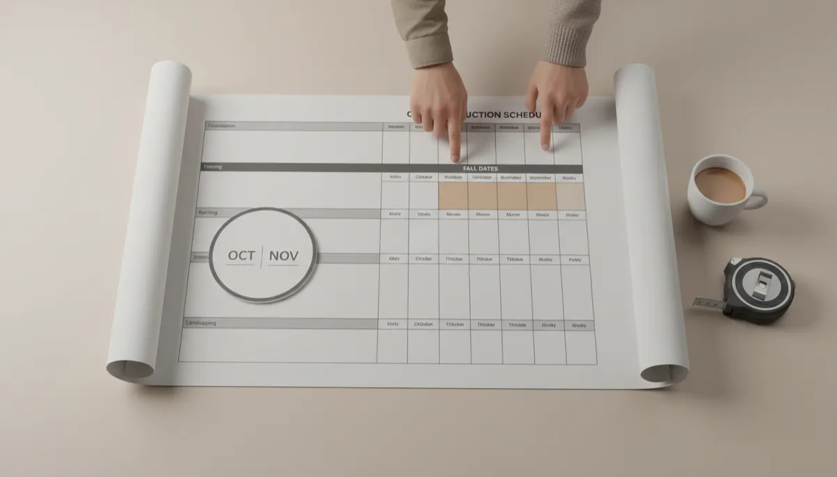 Construction schedule and calendar highlighting fall remodeling dates in Texas