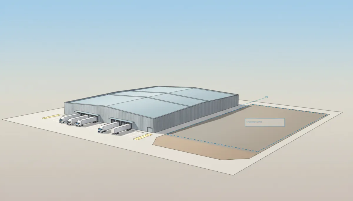 Commercial metal warehouse site in Texas with room for future expansion