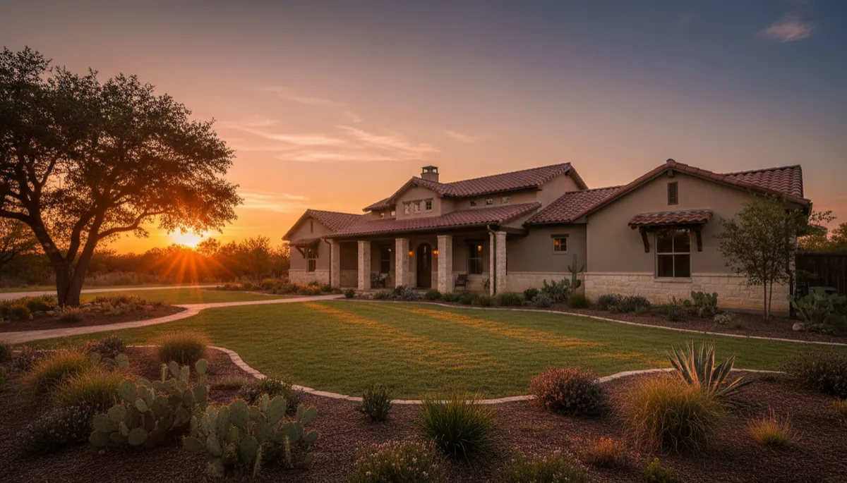 Well-maintained Texas home with proper grading and landscaping protecting the foundation