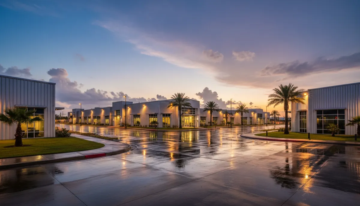 Well-prepared commercial metal building complex standing strong after fall storm