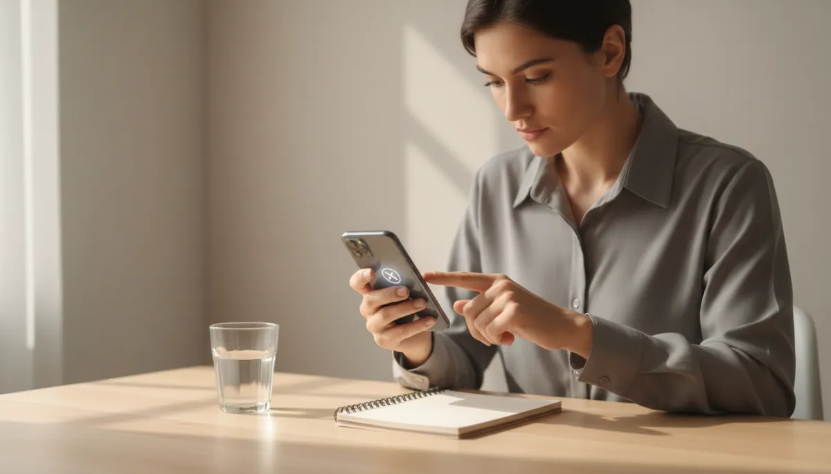 Person turning off phone notifications to create emotional space after divorce
