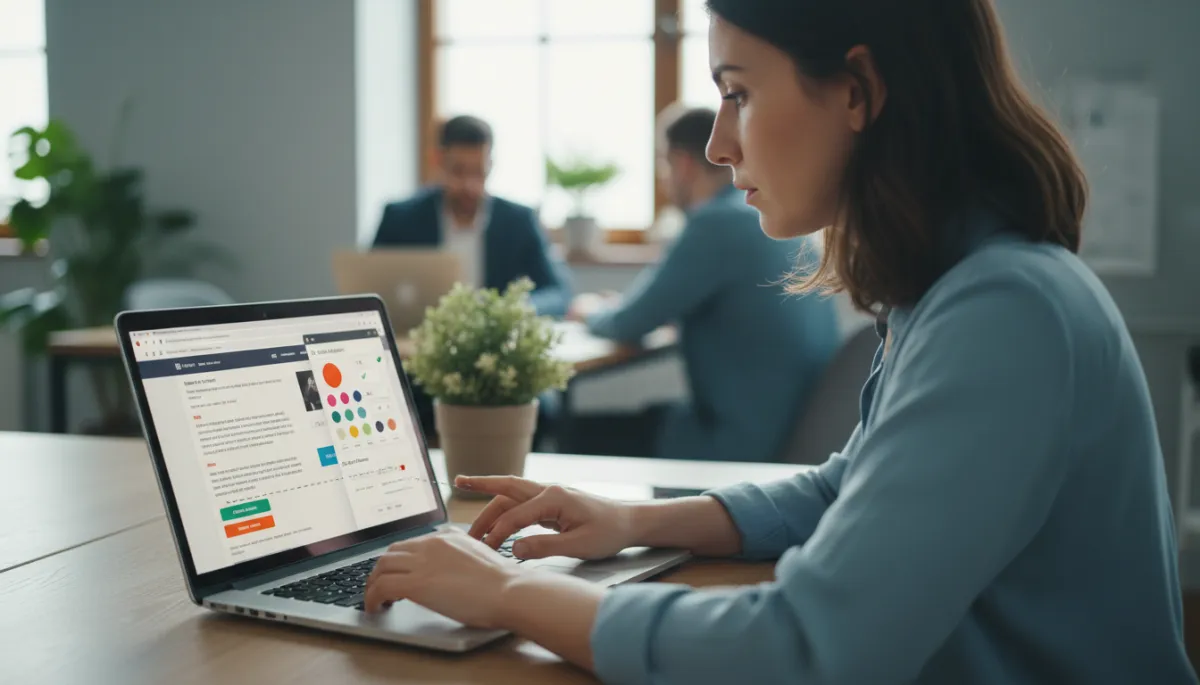 UX designer reviewing website accessibility using professional tools