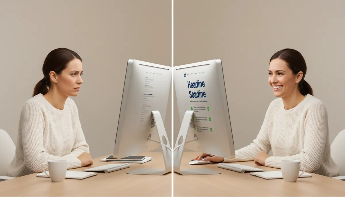 Business owner reacting positively to a clearer, more persuasive website version
