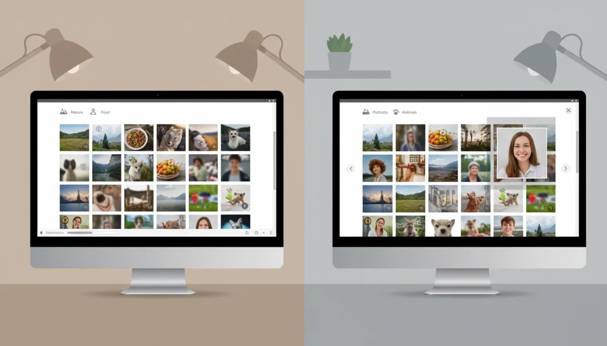 Comparison of disorganized versus optimized service business photo gallery