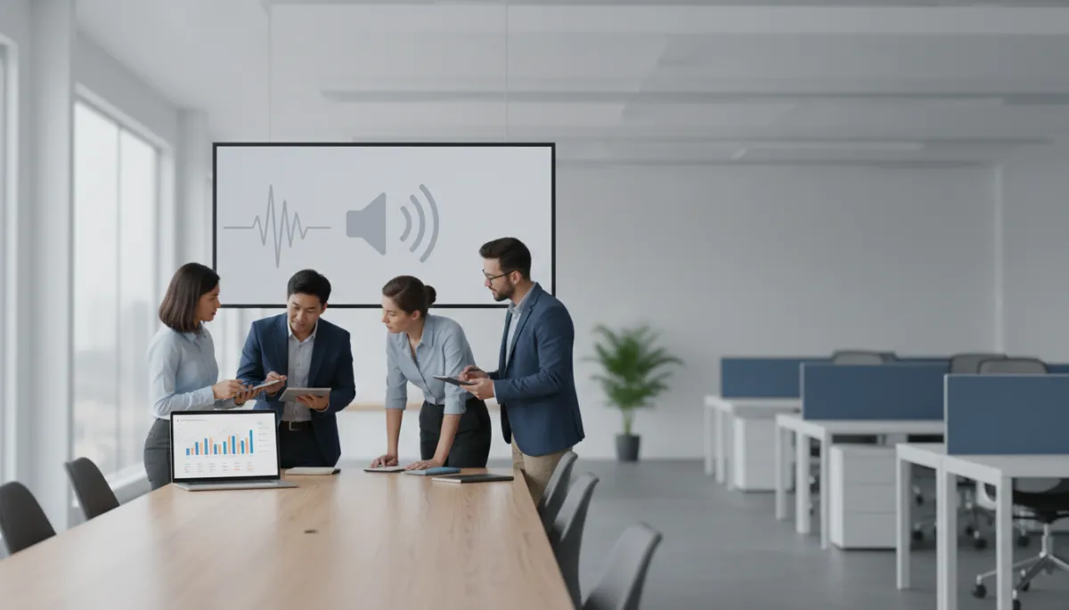 Marketing team reviewing performance of a professional voiceover video