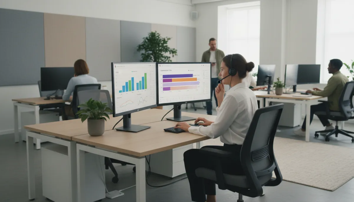 Affiliate manager coordinating with partners while monitoring performance dashboards