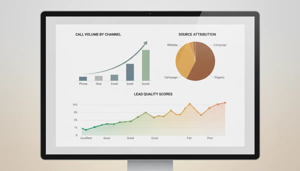 Call analytics dashboard showing call volume and source attribution across channels