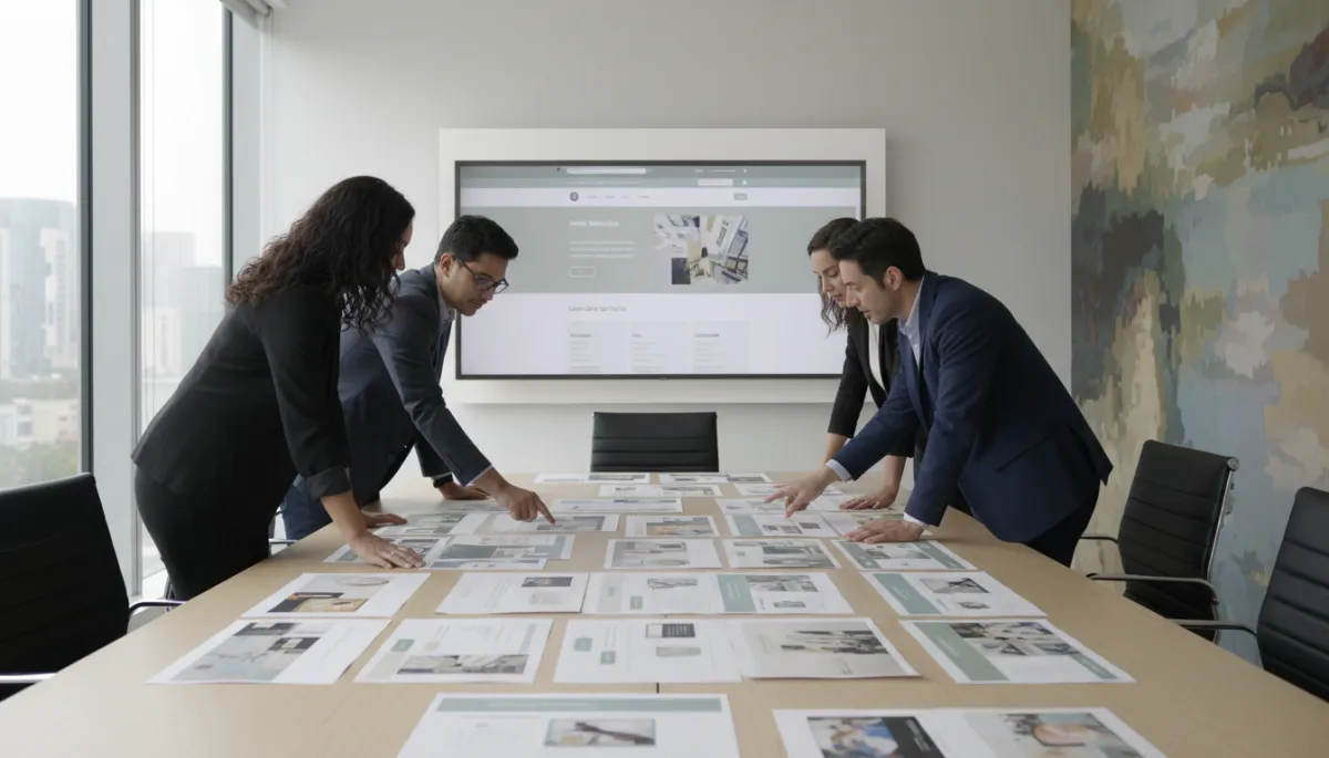 Marketing team reviewing mockups of new service and location pages