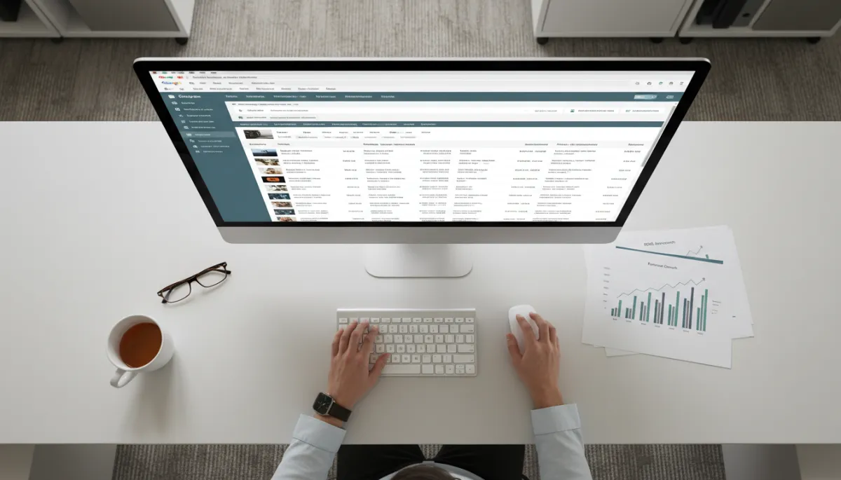 Marketer optimizing product data and reviewing ROAS reports