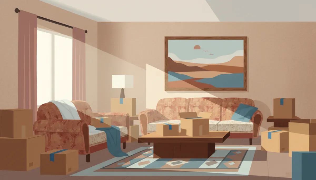 Dated Tucson living room being prepared for an as-is home sale