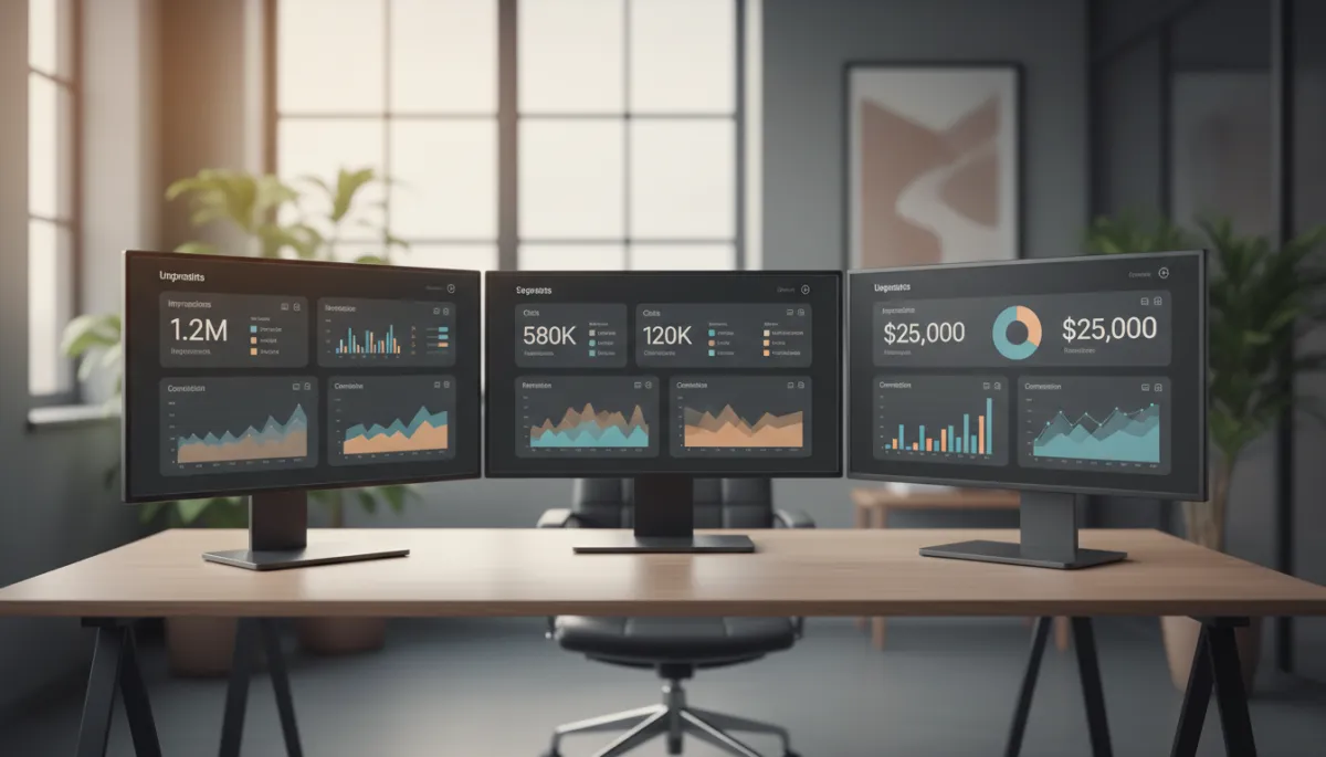 Professional banner advertising dashboard with traffic and commission analytics