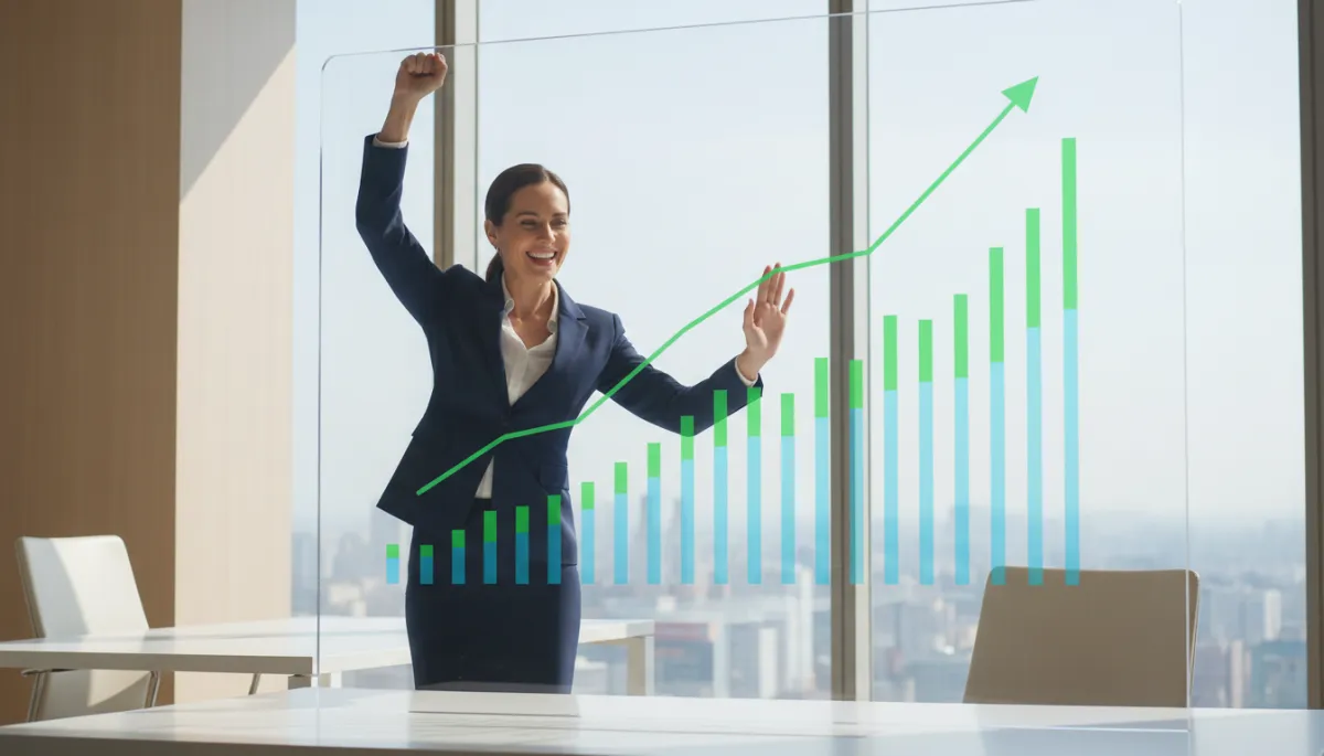 Successful entrepreneur celebrating business growth Successful entrepreneur celebrating business growth