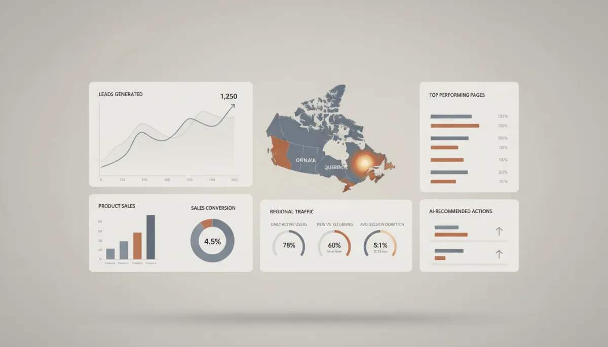 Analytics dashboard showing AI-driven website performance metrics Analytics dashboard showing AI-driven website performance metrics
