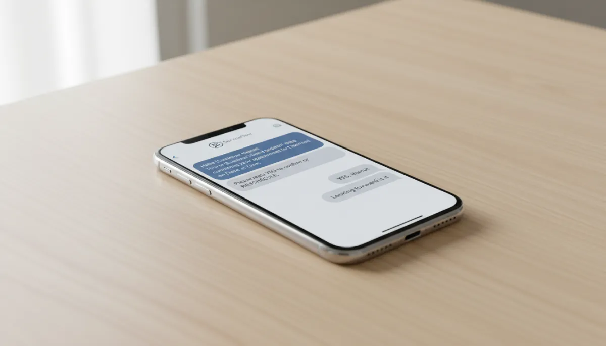 Smartphone showing automated conversation between business and customer