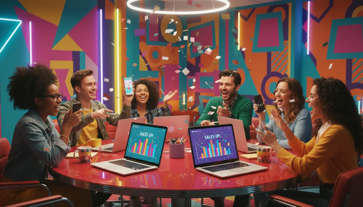 Emprendedores celebrando las ventas de sus tiendas online creadas con Dropi