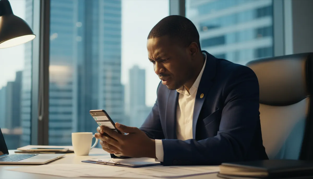 Add 5 photorealistic, cinematic images to this existing blog post about speed-to-lead in South African real estate. Place the images naturally throughout the post at relevant sections. Use a modern South African real estate visual style with a color palette of deep navy blue, warm gold accents, and clean whites. The images should include: 1) A South African estate agent looking stressed while checking their phone for missed portal leads, 2) A close-up of a smartphone showing a WhatsApp Business automated reply conversation, 3) A modern South African real estate office with a principal reviewing a CRM analytics dashboard, 4) A young South African couple excitedly browsing property listings on a tablet in the evening, 5) An abstract cinematic visual of AI automation and lead flow — digital connections, data streams, and a property icon — in a dark navy and gold color scheme. All images must be photorealistic and high quality.. Context: This is for a blog post about "The 15-Minute Rule: Why Speed-to-Lead Is Costing South African Estate Agents Thousands". Style: Professional quality, photorealistic, high resolution Add 5 photorealistic, cinematic images to this existing blog post about speed-to-lead in South African real estate. Place the images naturally throughout the post at relevant sections. Use a modern South African real estate visual style with a color palette of deep navy blue, warm gold accents, and clean whites. The images should include: 1) A South African estate agent looking stressed while checking their phone for missed portal leads, 2) A close-up of a smartphone showing a WhatsApp Business automated reply conversation, 3) A modern South African real estate office with a principal reviewing a CRM analytics dashboard, 4) A young South African couple excitedly browsing property listings on a tablet in the evening, 5) An abstract cinematic visual of AI automation and lead flow — digital connections, data streams, and a property icon — in a dark navy and gold color scheme. All images must be photorealistic and high quality.. Context: This is for a blog post about "The 15-Minute Rule: Why Speed-to-Lead Is Costing South African Estate Agents Thousands". Style: Professional quality, photorealistic, high resolution