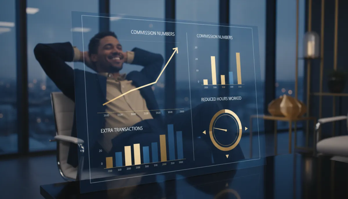 Real estate CRM analytics showing increased commissions and reduced workload