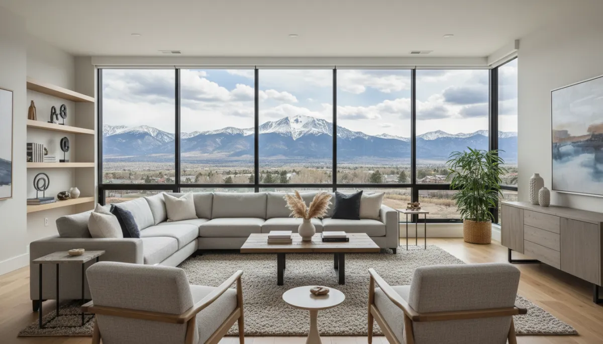 Professionally staged Colorado Springs living room in a neutral color scheme