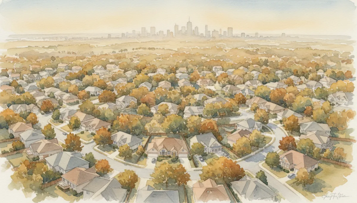 Aerial view of Raleigh-Durham neighborhoods and housing