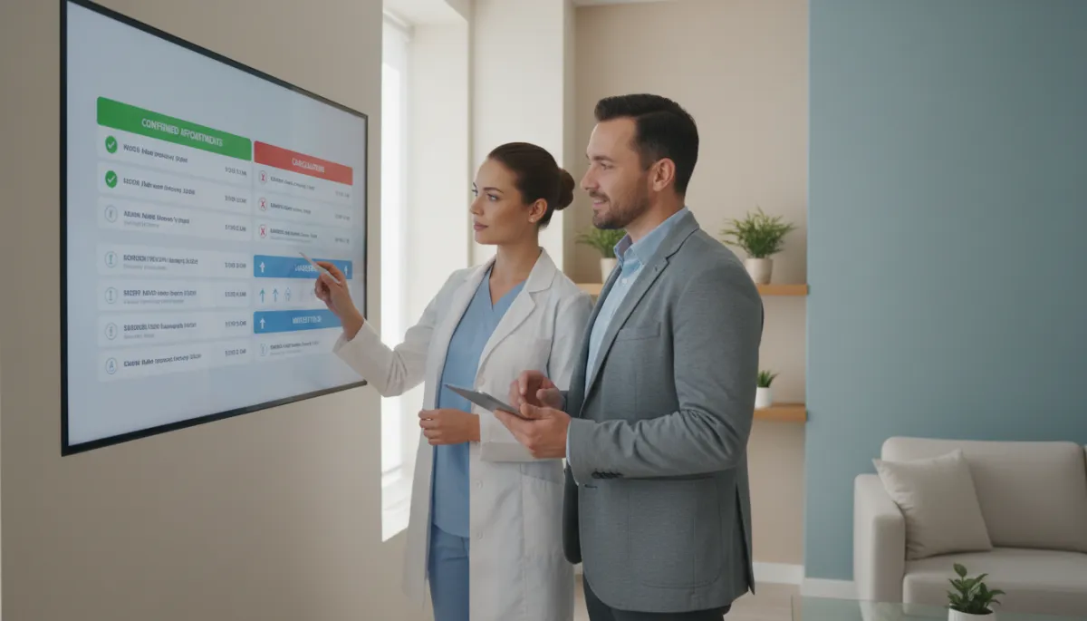 Dental team reviewing appointment management dashboard