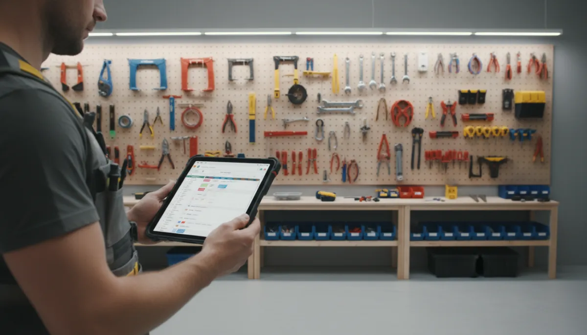 Electrician reviewing an automatically filled weekly job schedule