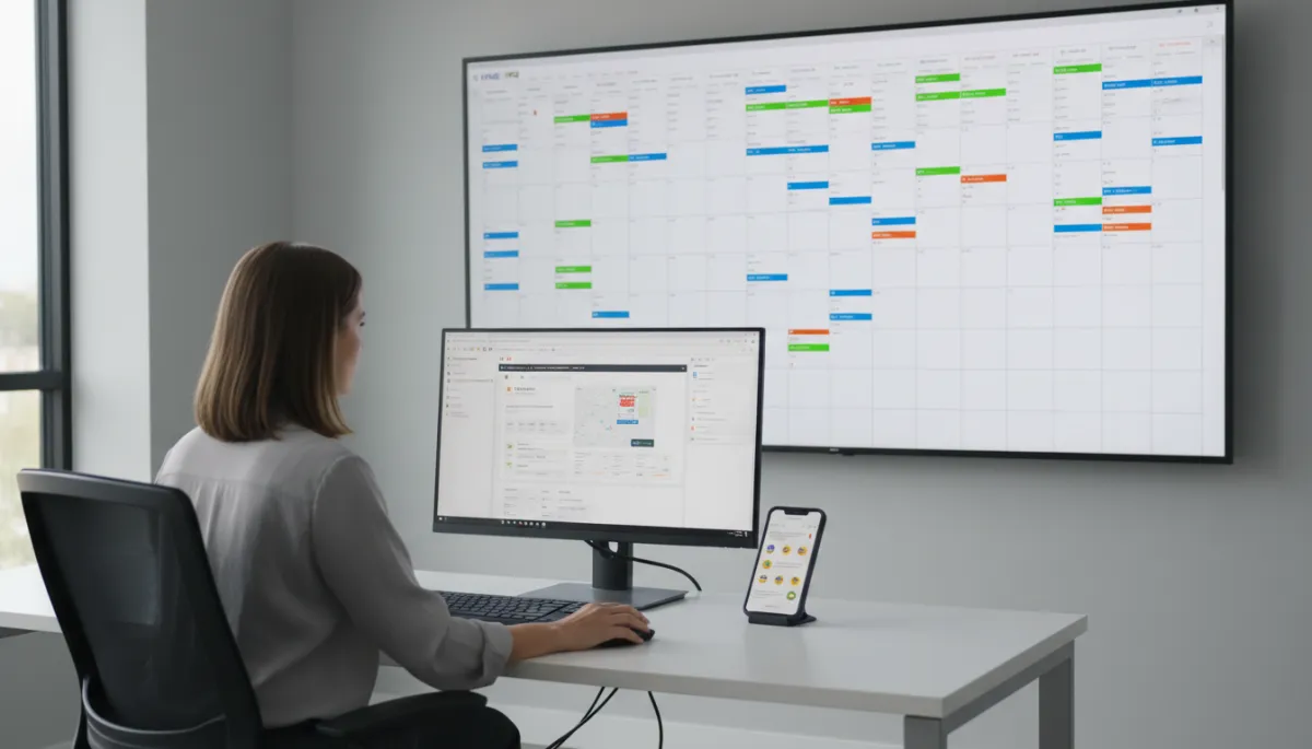 Dispatch office using AI-powered HVAC scheduling automation dashboard Dispatch office using AI-powered HVAC scheduling automation dashboard