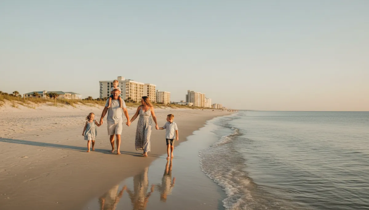 Family walking along the beach in Fort Walton Beach