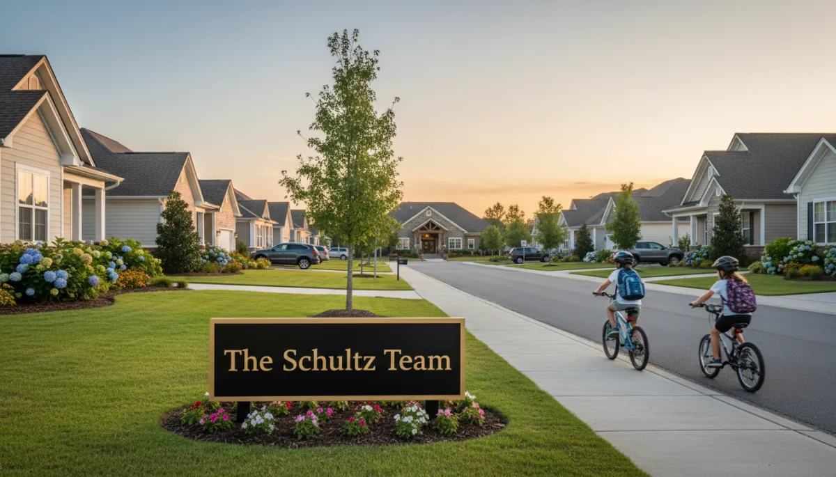Photorealistic family-friendly street scene in Holley by the Sea community