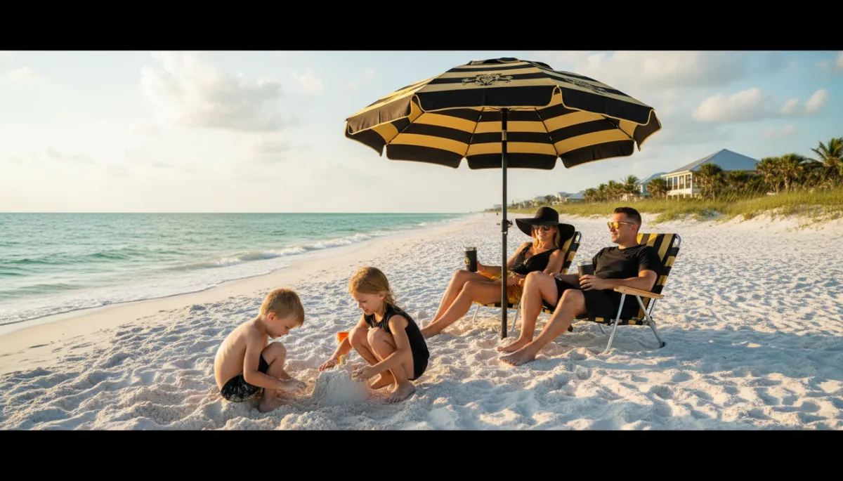 Family enjoying a sunny day on a NW Florida beach