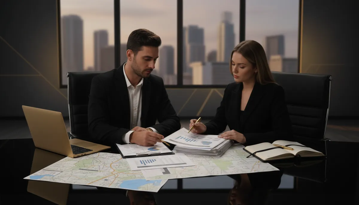 Investor reviewing NW Florida investment property cash flow projections with a real estate agent