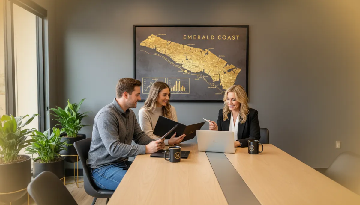 NW Florida homebuyers meeting with a lender to review low down payment options