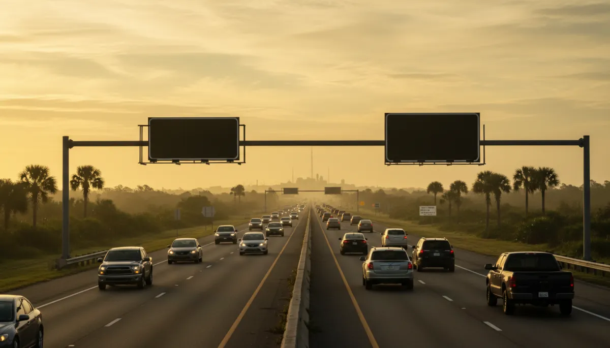 Morning traffic on a highway near Eglin Air Force Base
