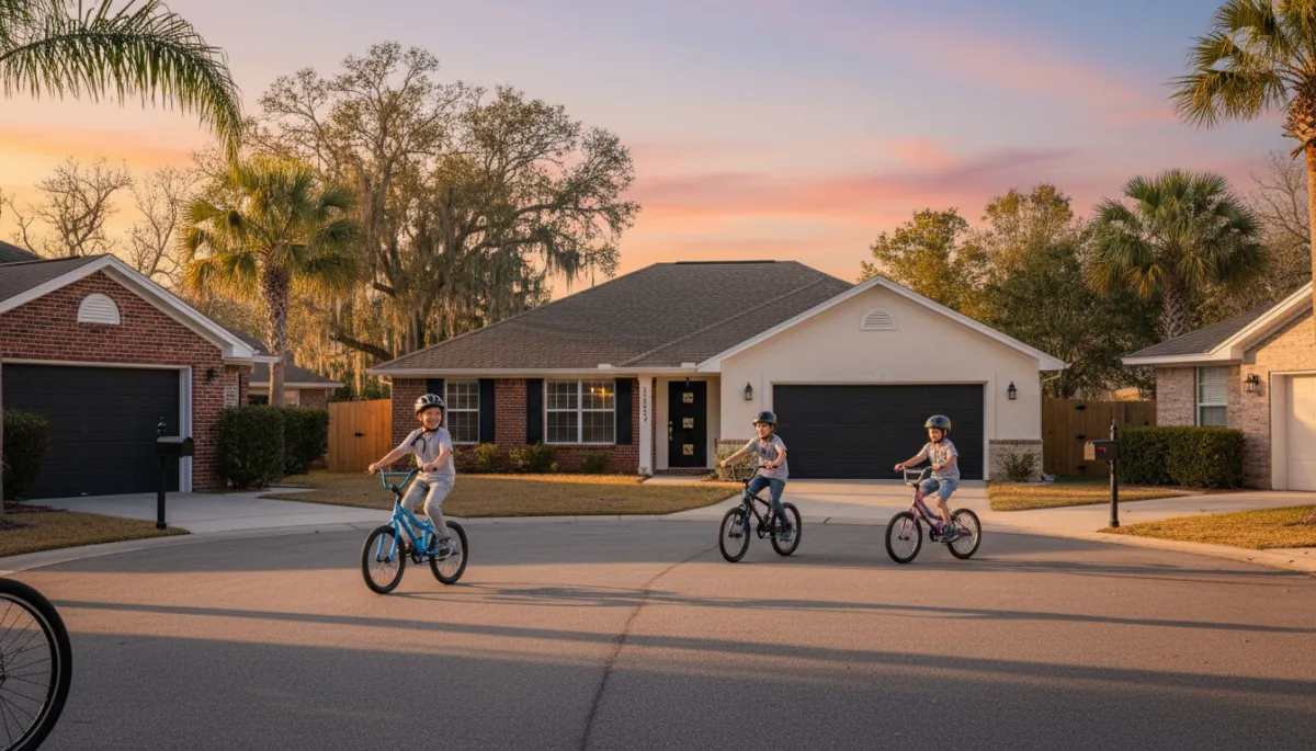 Family-friendly neighborhood street in Niceville Florida near Eglin AFB