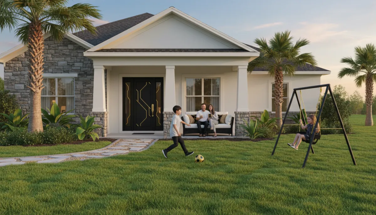 Family enjoying their Crestview FL home in a NW Florida suburban neighborhood