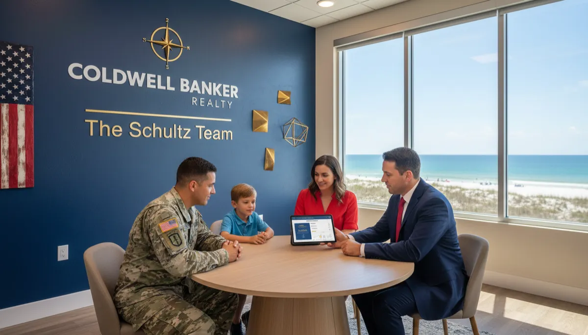 Schultz Team agent reviewing VA assumption options with a military family