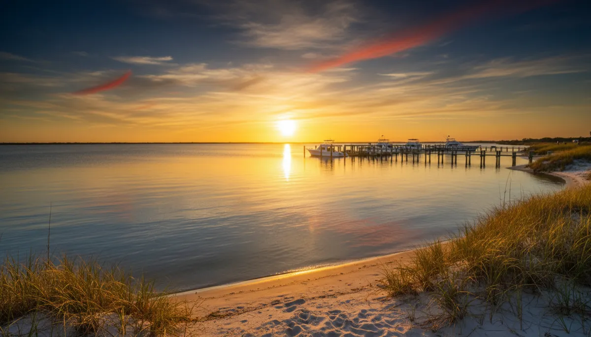 Sunset waterfront view along the Emerald Coast in Northwest Florida