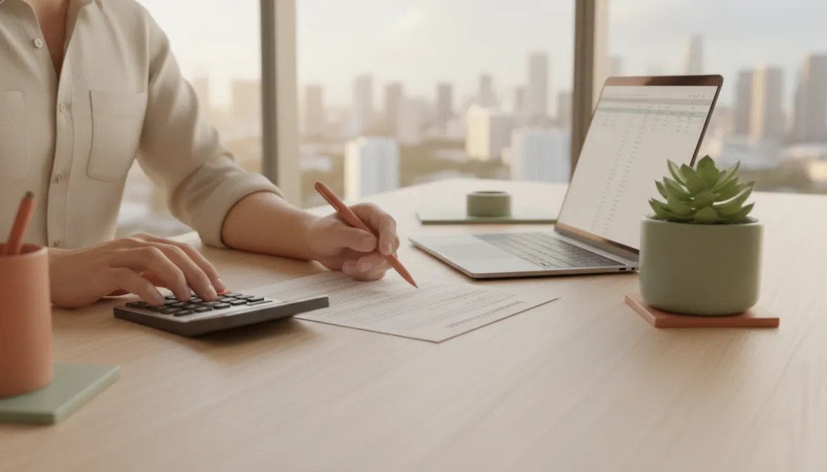 Person in South Florida office calculating quarterly estimated tax payments