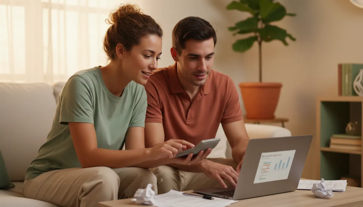 Couple in South Florida reviewing potential tax refund on a laptop