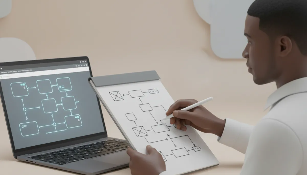 Nigerian business owner mapping out processes before setting up automation tools