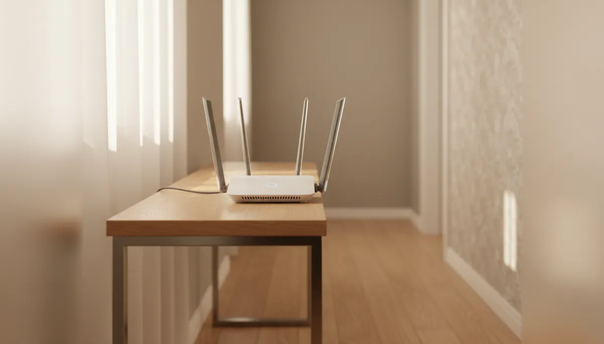 Modern WiFi router placed in a central location in the home