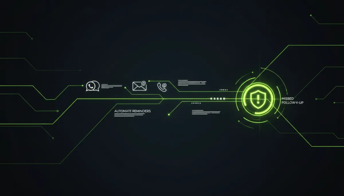 Automated CRM follow-up sequence with highlighted alerts for missed student callbacks