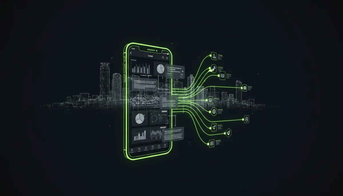 3D WhatsApp and CRM automation workflow over Chennai skyline outline