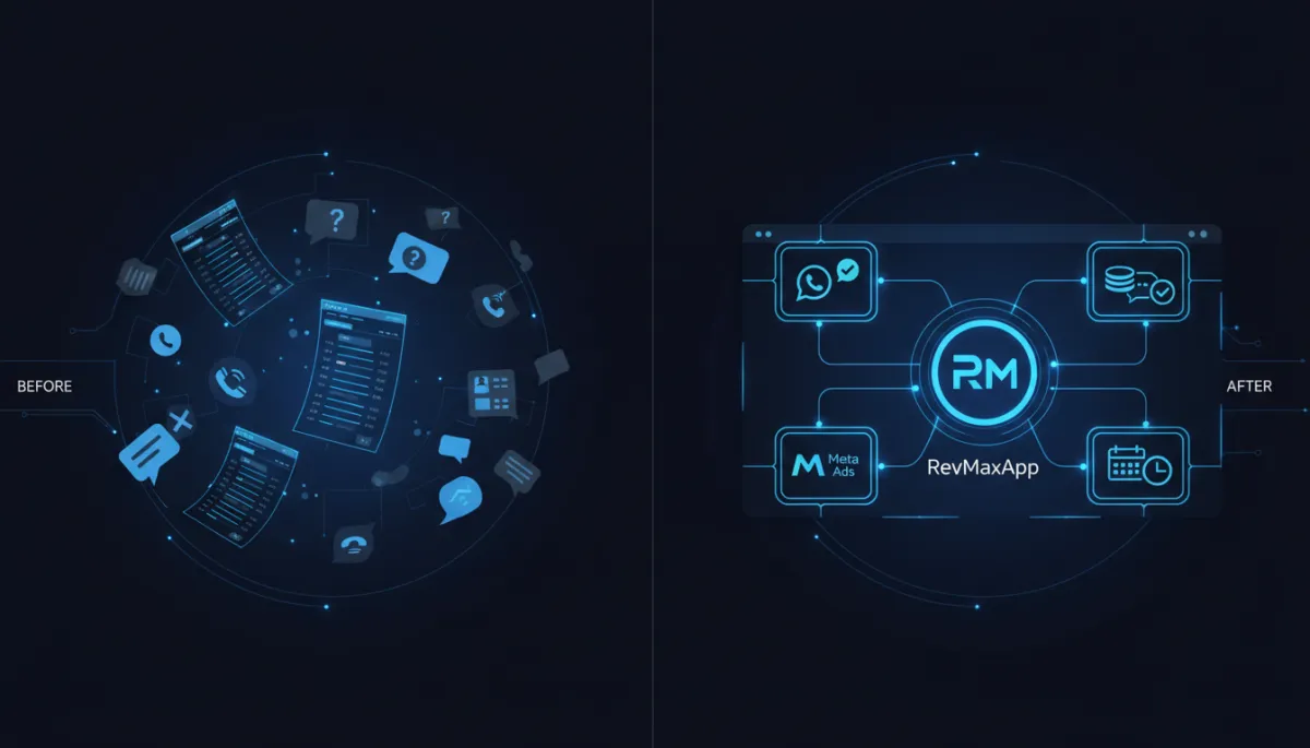 Before and after view of a Chennai business using RevMaxApp to automate sales