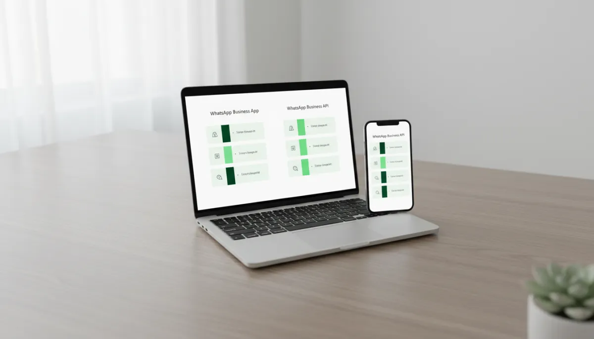 Comparison between WhatsApp Business app and WhatsApp Business API on screens