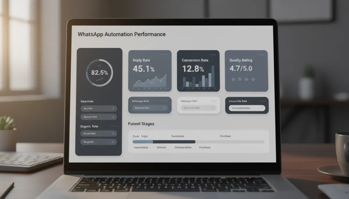 Dashboard showing WhatsApp automation performance metrics