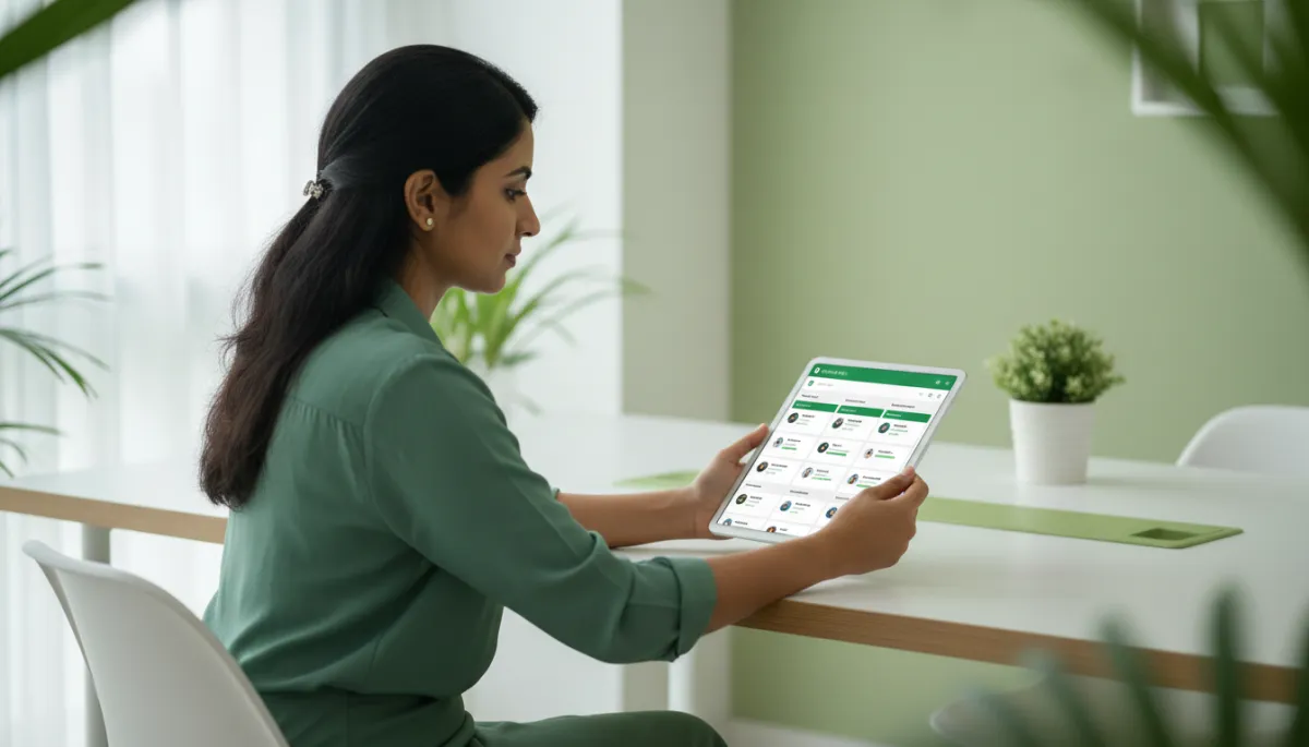 Chennai business owner managing WhatsApp CRM leads on a tablet